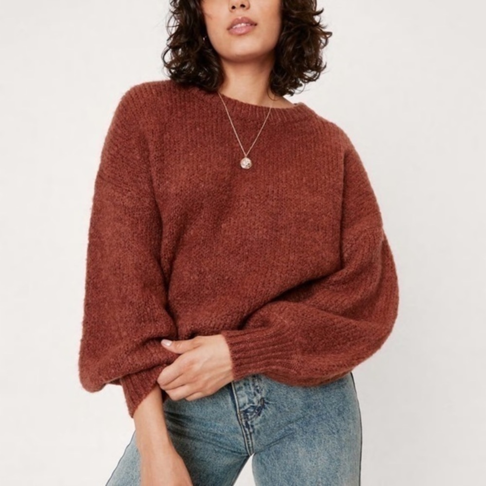 Knit “gotta happen” relaxed longline sweater